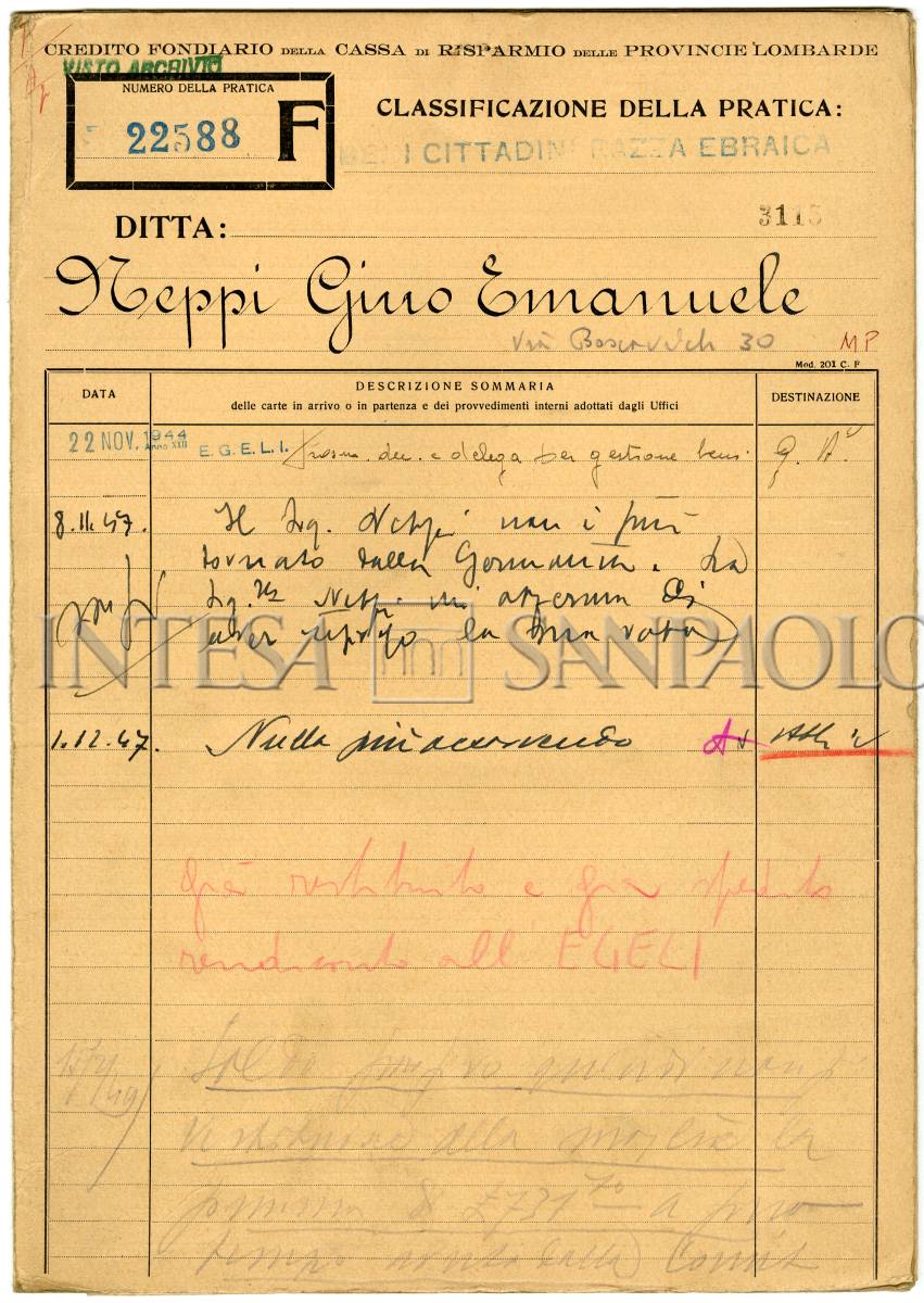 Copertina del fascicolo di Gino Emanuele Neppi, 1944